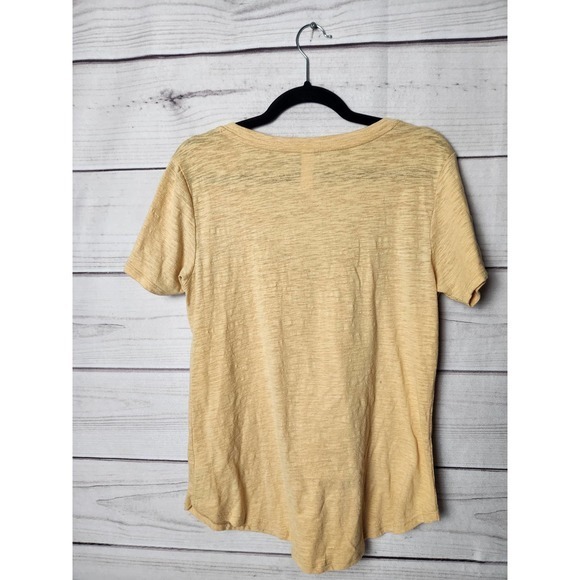Alatr'd State Womens Casual V Neck Short Sleeve Shirt Yellow Size Medium - Picture 2 of 6